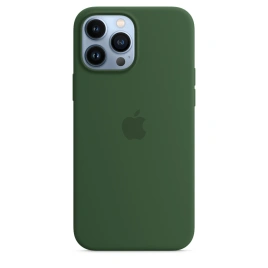 Силиконовый чехол Apple MagSafe для iPhone 13 Pro Max Зелёный клевер