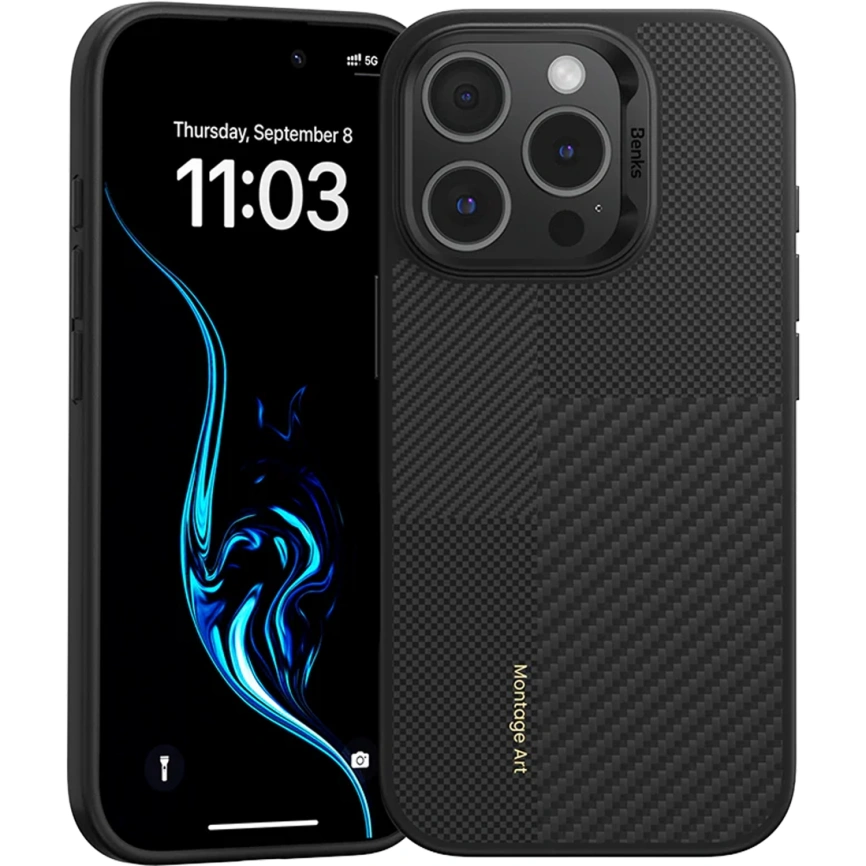 Чехол Benks Montage ArmorAir Case built with Kevlar для iPhone 16 Pro Black фото 2