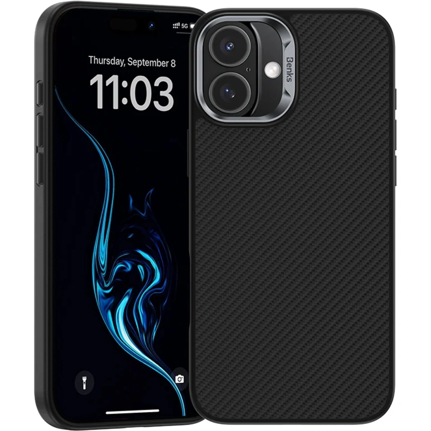 Чехол Benks ArmorPro Case built with Kevlar 600D для iPhone 16 Black фото 4