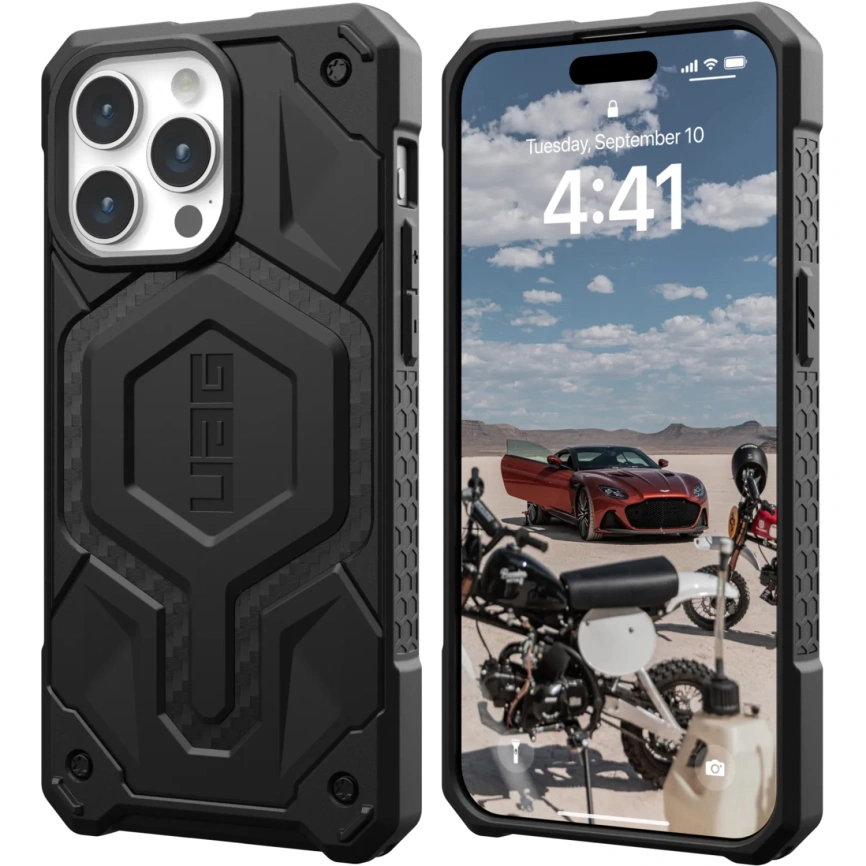 Чехол UAG с поддержкой MagSafe Monarch Pro для iPhone 15 Pro Carbon Fiber (114221114242) фото 2